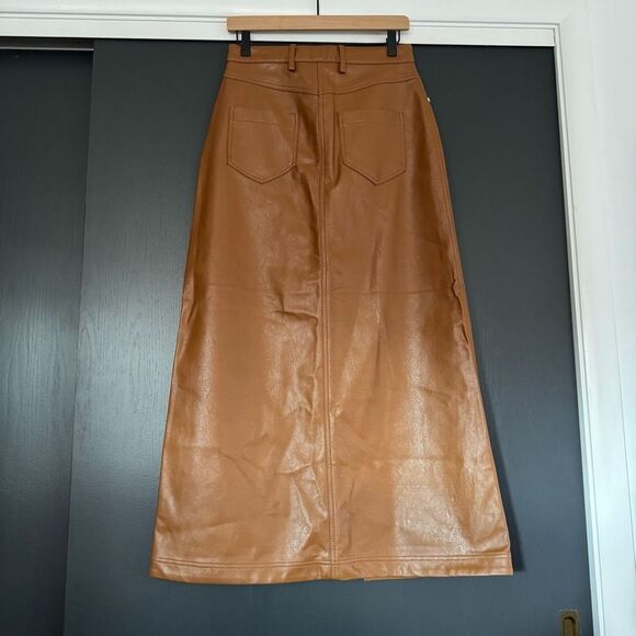 NWT Anthropologie The Madi Faux Leather Front-Slit Denim Skirt by Pilcro sz 4 - Picture 5 of 7